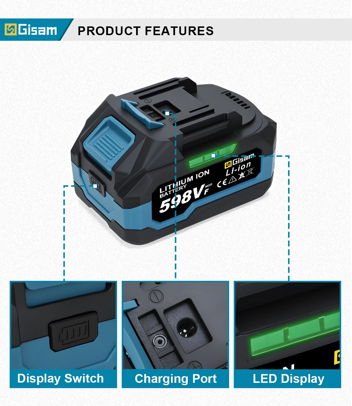 GΣ 4,0 Ah 4,5 Ah wiederaufladbarer Lithium-Ionen-Akku für Akku-Schleif-/Bürstenlosen Schraubenschlüssel/Schraubendreher für 18-V-Akkus von Makita