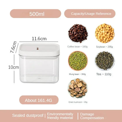 Kitchen Storage Plastic Storage Jar Clear Food Grade Airtight Seal for Kitchen Snacks Cereals Beans Kitchen Storage Organizer