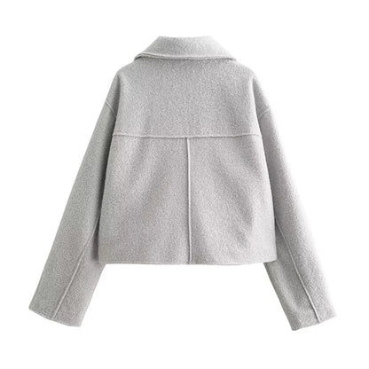 2025 frauen Elegante Feste Mantel Zipper Langarm Tasche Bomber Jacke Weibliche Casual Weiche Woolen Lose Streetwear Mäntel.