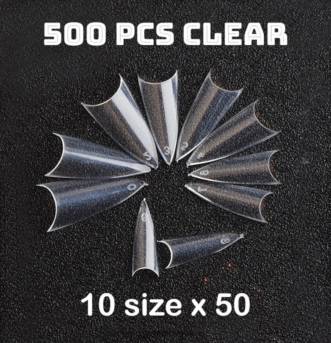 600Pcs Extra Long Hawk Curved Nail Tips Half Cover Eagle Claw Curve False Nails Extension 10 Sizes Bag Packaging for Art Salon *