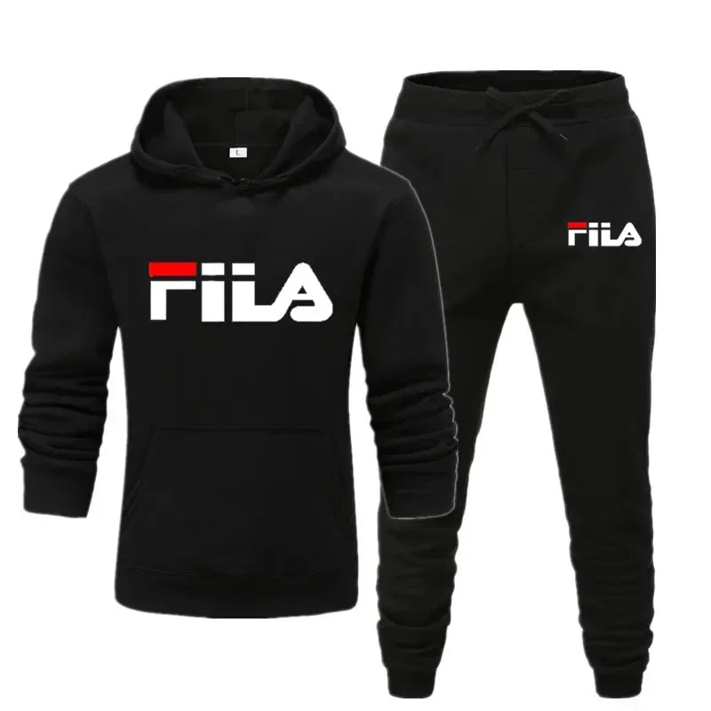 A new men's Spring and Autumn 2025 pullover hoodie + sweatpants two-piece fitness, fashion and casual jogging set.