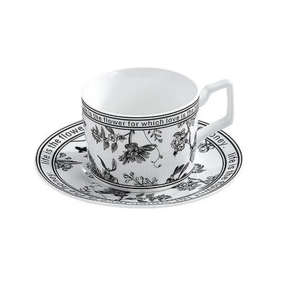 Vintage Elegant Ceramic Mug Floral bird pattern Coffee Cup and Saucer Afternoon Tea Cup Dessert Tray Exquisite Gift Water Cup.
