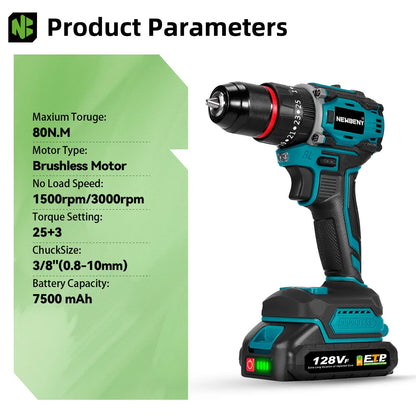 NEWBENY 80N.M 25 + 3 Drehmoment Bürstenlosen Bohrmaschine 3IN1 Akkuschrauber Holzbearbeitung Power Tool Für Makita 18V Batterie pin