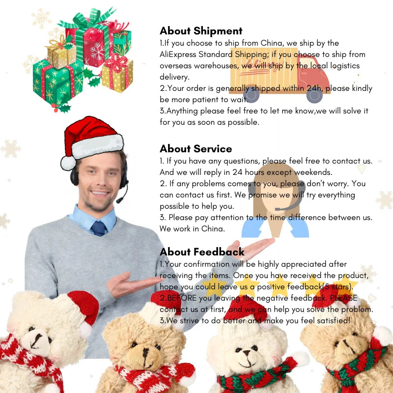 12–48 Stück Weihnachts-Kuscheltiere, Mini-Teddybären, groß, mit Organzabeuteln für Weihnachtsfeiern, Gastgeschenke, Weihnachtsbaumdekoration.