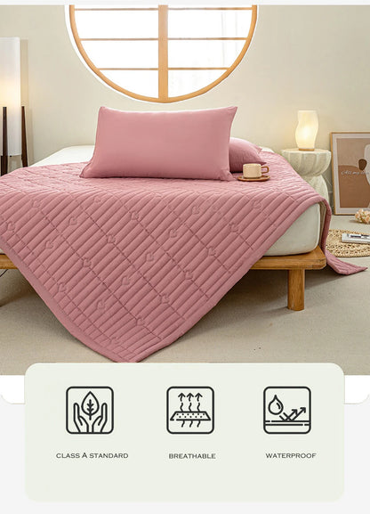 Washed cotton quilted thicken mattress pink romance heart sleeping mat 150cm bed sheet bed protection pad queen king size.
