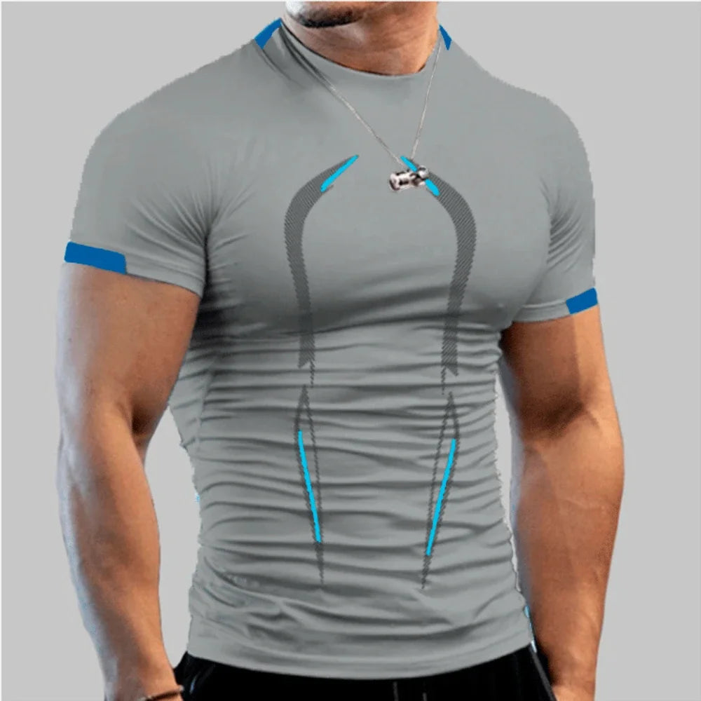 New Summer Sportswear Gym Breathable T Shirt Men Quick Drying Jogging T-Shirt Men Training Tees Fitness Tops Running T-shirt.