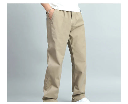 Big Size Mens Casual Pants Relaxed Fit Cotton Trousers Elastic Waist Drawstring Sweatpants Mens Jogger Pants Summer Spring.