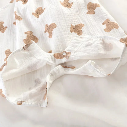 Neugeborene Baby Sommer dünne Bodysuit Mädchen ärmellose Hosenträger Stram pler Anzug Jungen niedlichen Stickerei Cartoon Pyjama Hut 2 Stück Set.