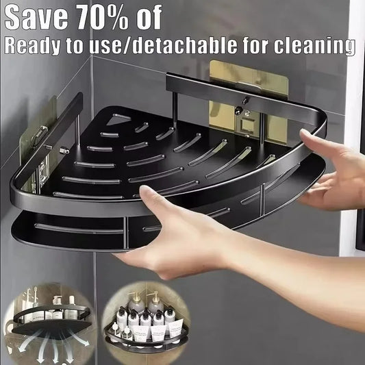 Aluminium Legierung Shampoo Rack Badezimmer Regal Make-Up Lagerung Organizer Dusche Regal Bad Zubehör Kein Bohrer Wand Ecke Regal