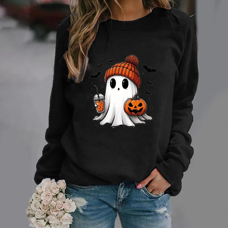 Niedliche Geister muster Pullover Frauen lässig Halloween Geist Harajuku Pullover fallen Frauen Tops