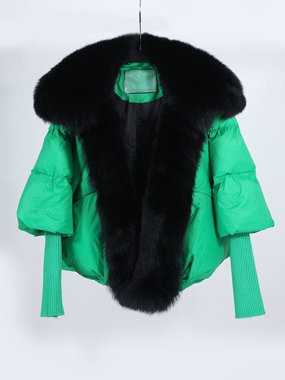 Lose Natürliche Echt Fox Pelz Kragen Mantel Dicke Neue Europäische Mode Weiße Ente Unten Jacke Winter Frauen Warme Luxus Oberbekleidung