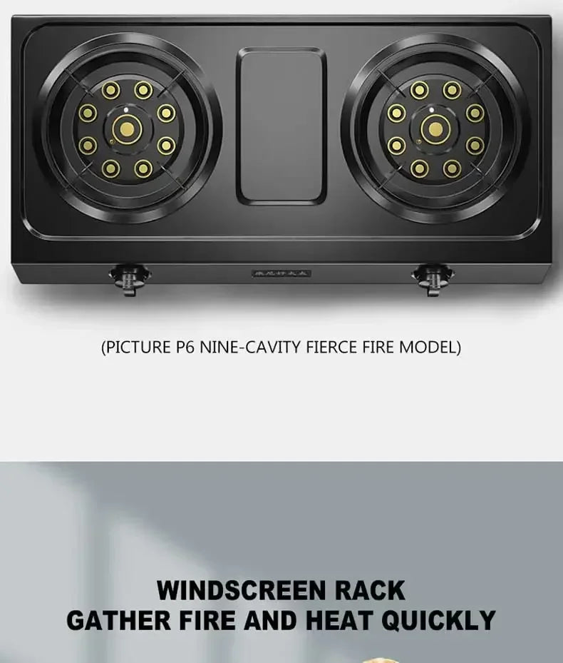 Gas Stove, Double Stove, Desktop, Sudden Fire Extinguishing Protection, Household Liquefied Gas, Natural Gas Gas Stove.