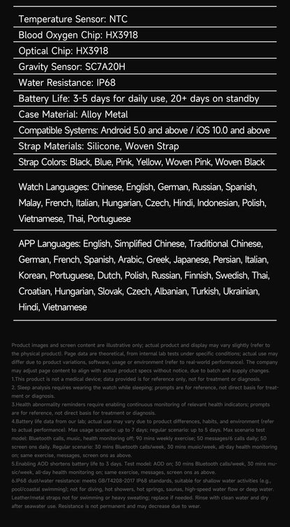 2025 New LED Women AI Smart Diagnosis Smart Watch HRV+PPG Blood Pressure Blood oxygen Health monitor IP68 NFC Smartwatches ﻿