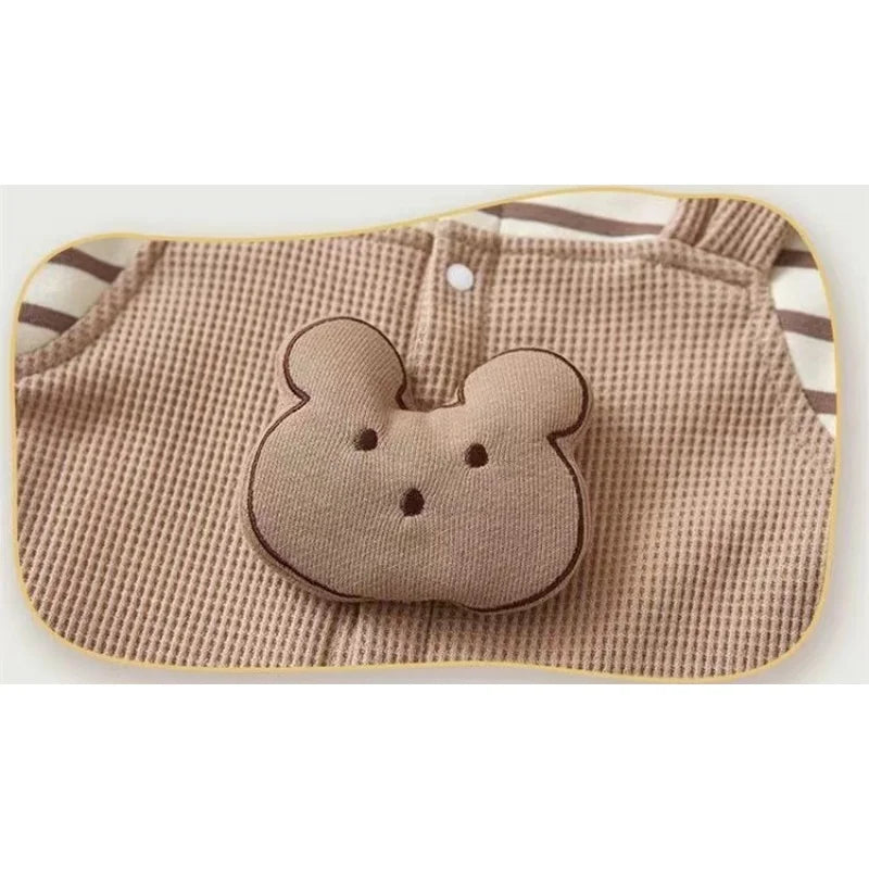 Neugeborene Babykleidung Baby Mädchen Jungen Gestreift 3D Bär Mock 2-teiliger Strampler 0-2Y Kinderkleidung Baumwolle Herbst Winter Overall.