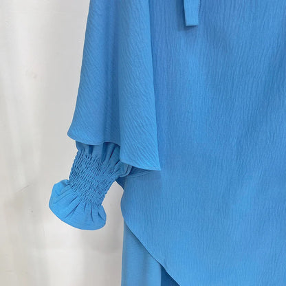 Extra Long Khimar and Abaya Jilbab 2 Piece Set Muslim Woman Prayer Garment Islamic Outfit Ramadan Eid Hijab Dress Dubai Turkey