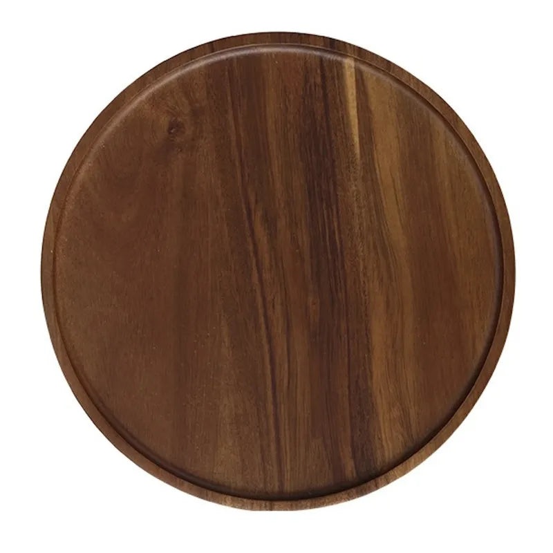 Solid Wood Circular Tray Japanese Style Western Household Tea Dessert Coffee Plate Cross-Border Design.