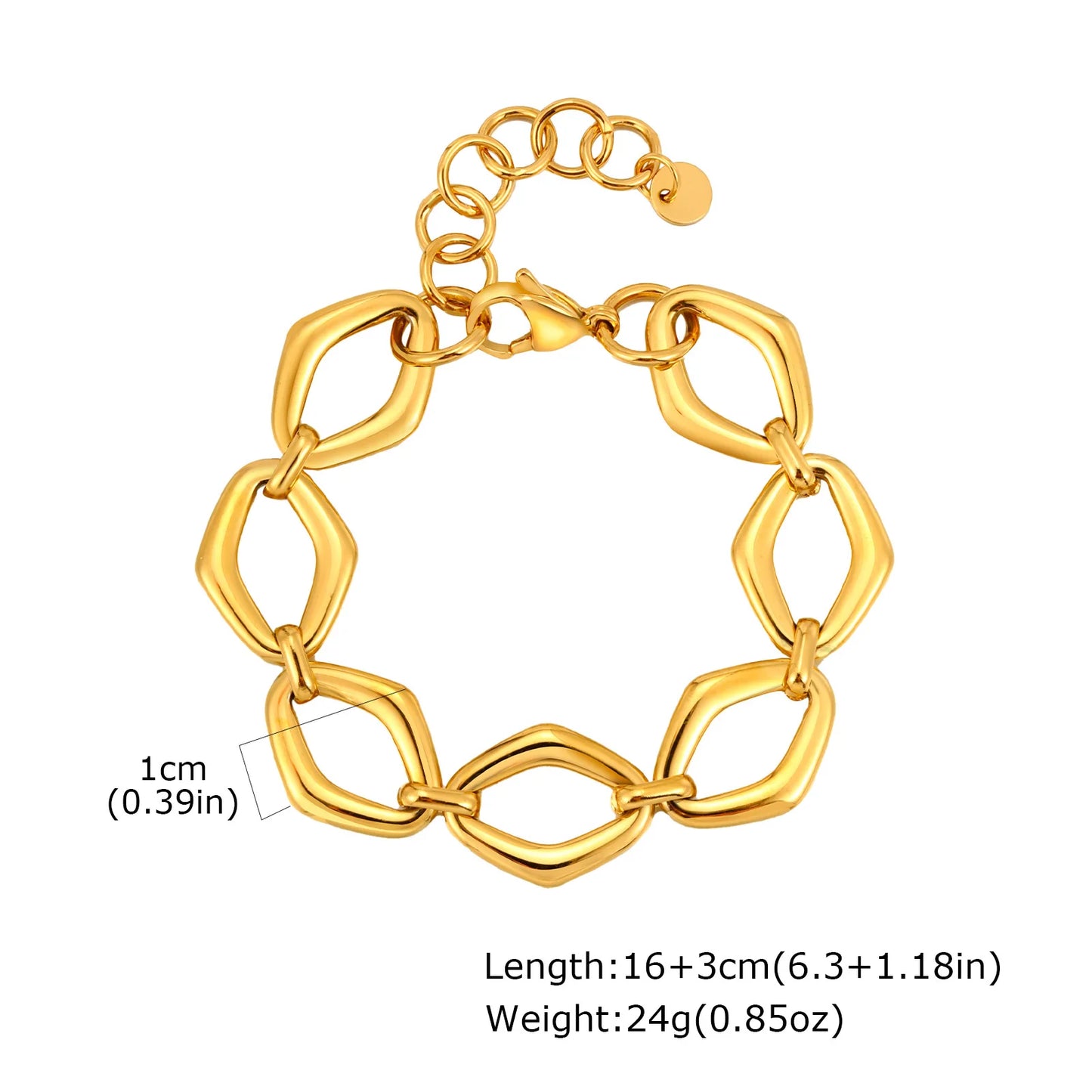 Chunky Stainless Steel Link Chain Bracelet For Woman, Gold Plated Layering Bracelets Wristband Waterproof Jewelry