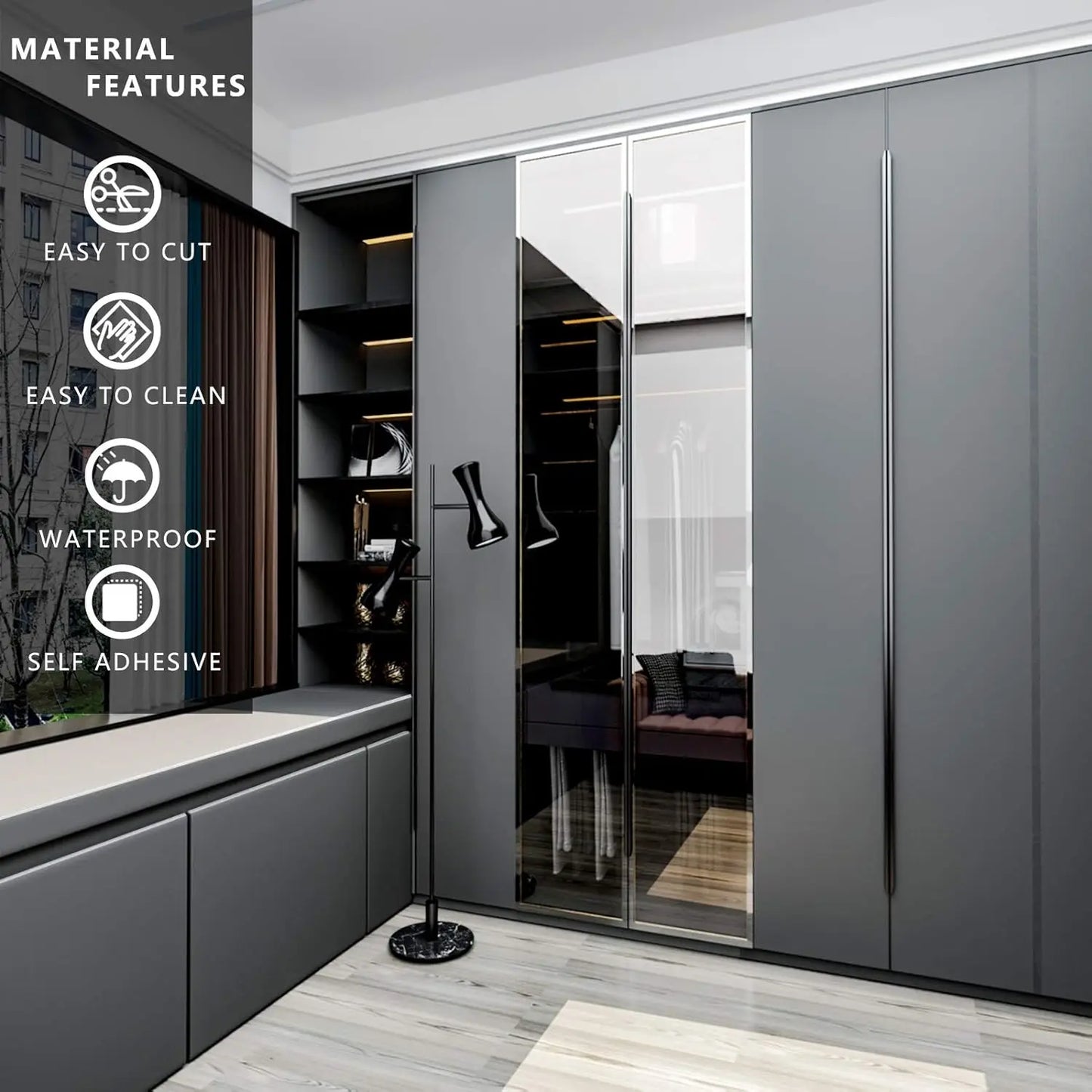 55 cm Breite, selbstklebende Folie, schwarz, matt, verdickter Aufkleber, Möbel, Küche, für Schränke, Tische, Wand, DIY-Renovierungstapete