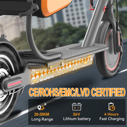 ATSANT Adult Electric Scooter 350W Powerful Motor 36V 25KM Long Range 8.5Inch with Storage Box Smart App Foldable Escooter.