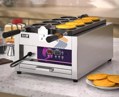 4pcs Non-stick Coating Gold Coin Waffle Machine Korean 10 Won Gold Coin Waffle Maker Machine 3000W Round Coin Cake Machine.