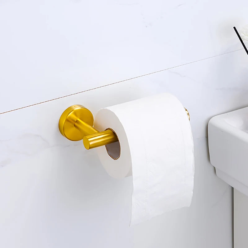 Badezimmer-Hardware-Set aus gebürstetem Gold, Handtuchhalter aus Edelstahl 304, Handtuchring, Toilettenpapierhalter, Kleiderhaken, Badezimmer-Zubehör