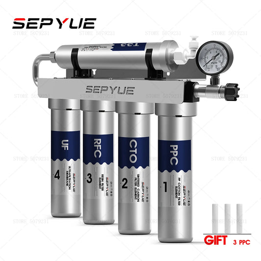 304 Stainless Steel Water Filter Drinking Water Household Kitchen 5 Stages Water Filter System UF TapWater Purifier for Home.