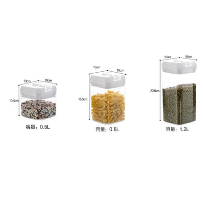 Air-Tight Food Storage Container for Cereals Easy Lock Sealed Jar Plastic Transparent Milk Powder Grains Candy Kitchen Organizer.