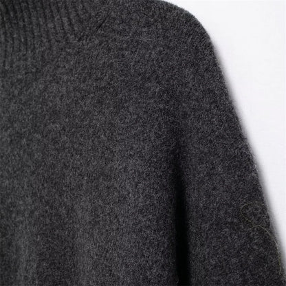 Women's Knitted Sweater Round Neck Long Sleeve Solid Color Autumn New Warm Sweater.