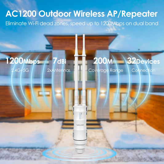 WAVLINK AC/300/600/1200/1800/3000 Outdoor Router Access Point Long Range IP67 Waterproof Wi-Fi Extender With Active/Passive PoE.