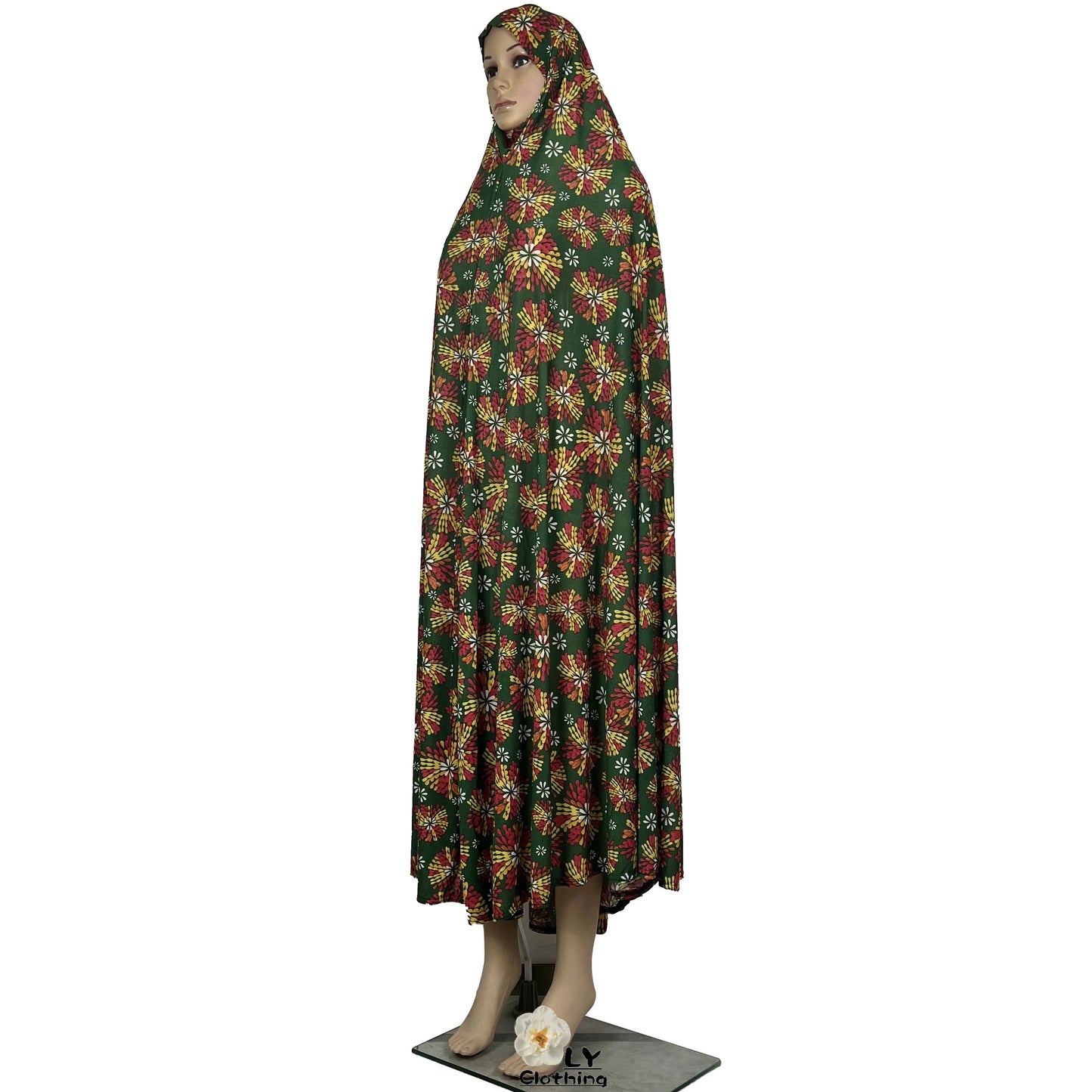 New Dubai Islamic Robe Ramadan Womens Hooded Abaya African Sleeveless Loose Soft Prayer Garment Muslim Floral Dress With Hijab.