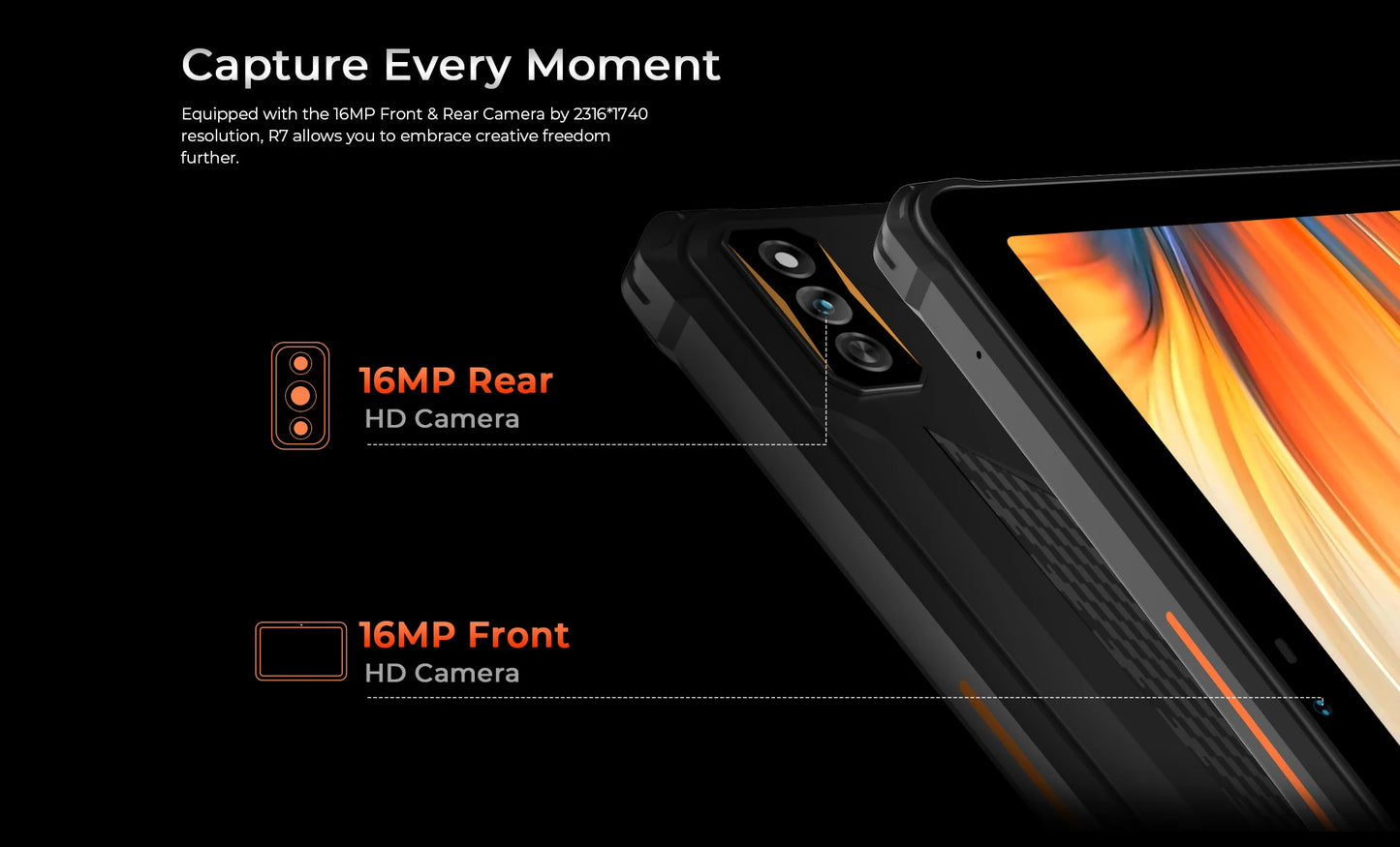 Rugged Tablets HOTWAV R7 12GB(6+6) 256GB 10.1'' 16MP+16MP Android 13.0 15600mAh large battery 20W Dual SIM 4G GPS.