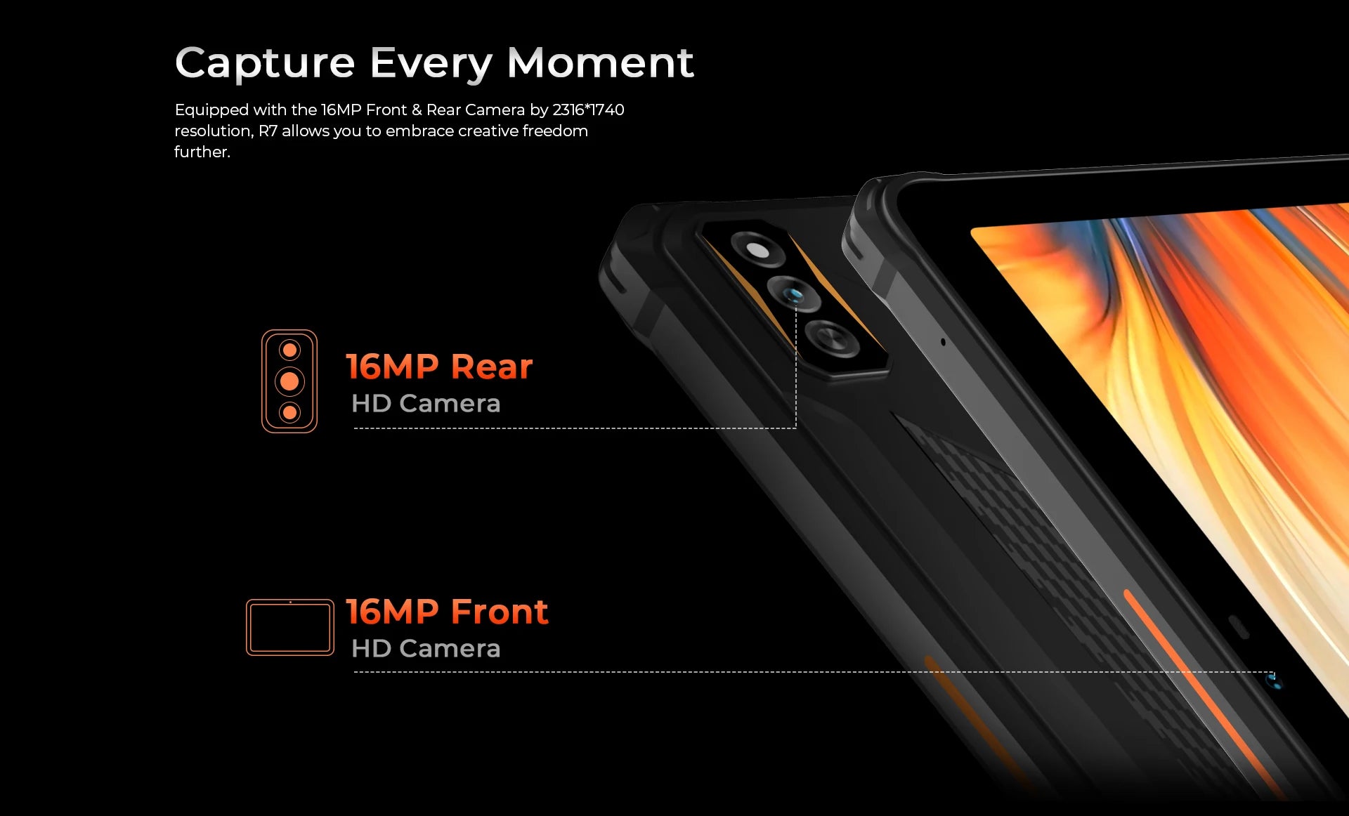 Rugged Tablets HOTWAV R7 12GB(6+6) 256GB 10.1'' 16MP+16MP Android 13.0 15600mAh large battery 20W Dual SIM 4G GPS.