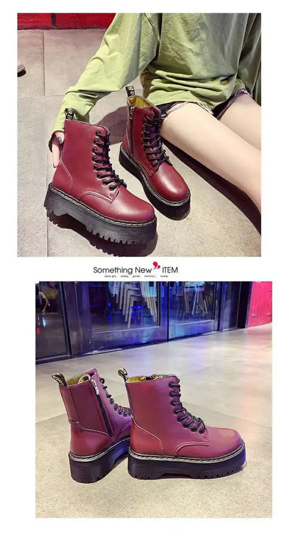 Autumn Winter Fashion Round Toe Lace-up Shoes Womens Boots Zip Ankle Boots For Women High Heels Basics Casual