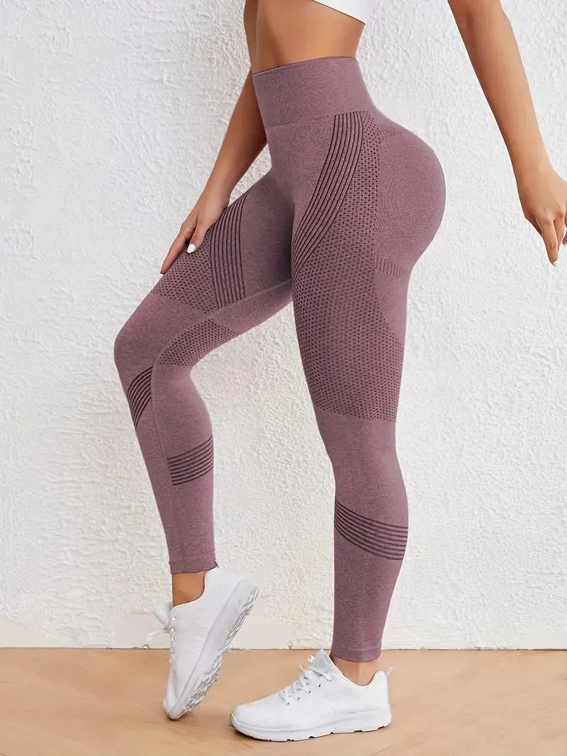 High Waisted Seamless Stretch Athletic Yoga Pants Leggings  Ultra Breathable Quick-Drying for Running Fitness Solid Colors.