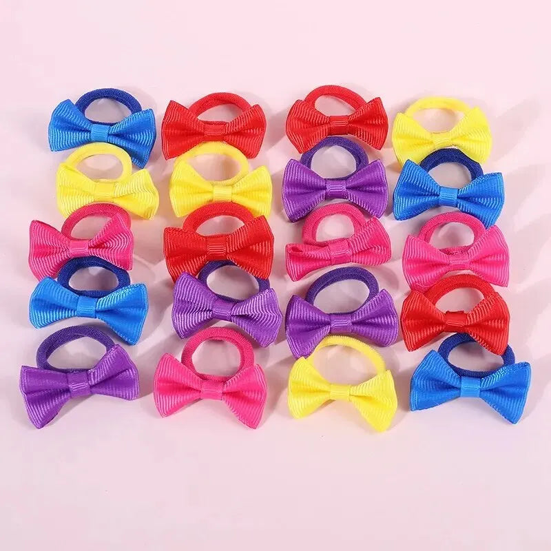 120PCS Hair Accessories Set For Girls Colorful Bowknot Hair Band Children Ponytail Holder Hair Ties Kids Elastic Rubber Bands.