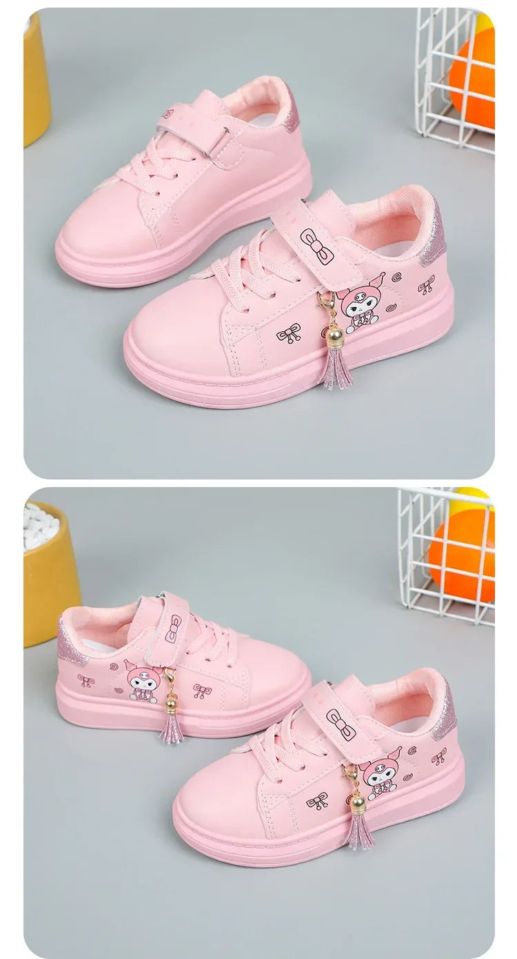 2025 Children's Little White Shoes Girls' Student Flat Bottom Casual Sports Shoes Low Top Spring Korean Plate Shoes.