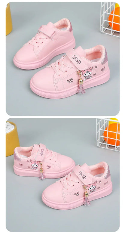 2025 Children's Little White Shoes Girls' Student Flat Bottom Casual Sports Shoes Low Top Spring Korean Plate Shoes.