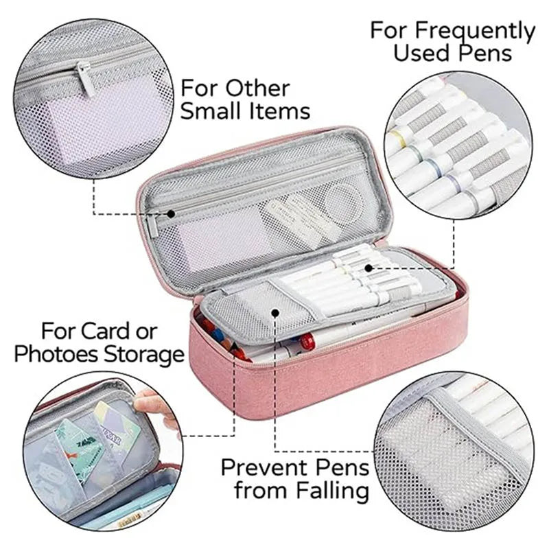 Stift-Aufbewahrungstasche, Federmäppchen, 2-lagig, große Kapazität, Kosmetik, hochwertiges Lernzubehör, einfache Schreibwarenboxen für Studenten.