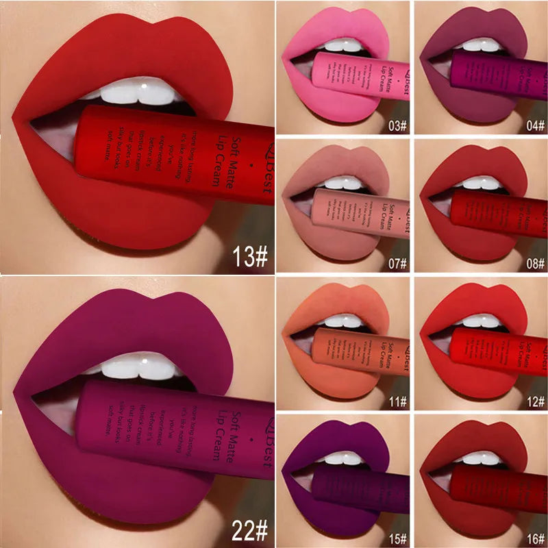 Matte Liquid Lipstick Waterproof Long Lasting Velvet Lip Gloss Tint Tube Matte Nude Pigment Red Black Makeup Cosmetics Lipsticks.