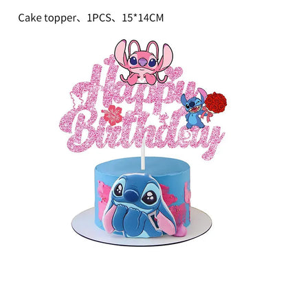 Disney Stich Geburtstag Dekorationen Einweg Geschirr Teller Serviette Stroh Tischdecke Folie Ballon Party Liefert Kinder Geschenke.