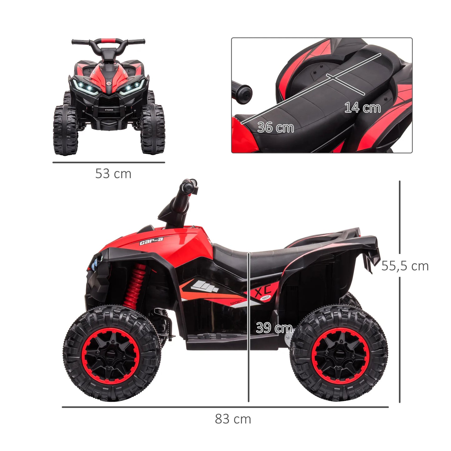 HOMCOM Electric Quad for kids 3-5 years 12V with 2 motor headlights Horn.