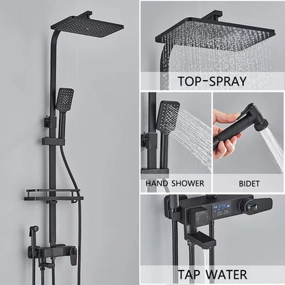 Chrome/Black Brass Shower Faucets Bathroom Shower Mixer Faucet Shower System Rainfall Shower Set Shower Spray For Bathroom