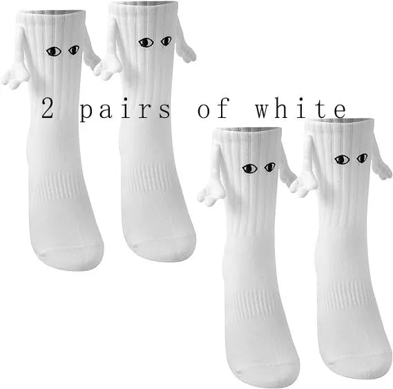 Funny Adult Socks Magnetic Hand in Hand Solid Color Cartoon Couple Socks Holiday Party Gifts for All Seasons.