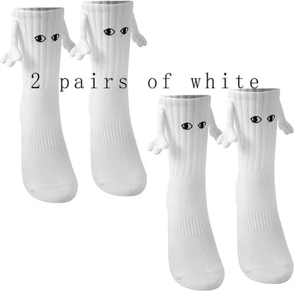 Funny Adult Socks Magnetic Hand in Hand Solid Color Cartoon Couple Socks Holiday Party Gifts for All Seasons.