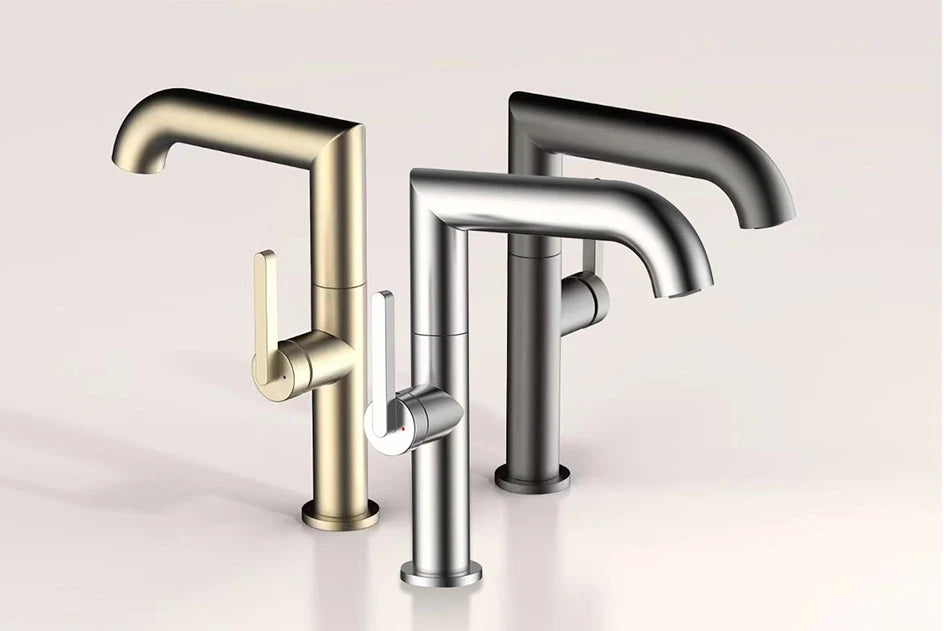 VGX Bathroom Faucets Stainless Steel Basin Mixer Sink Faucet Gourmet Washbasin Tapware Hot Cold Water Tap Brushed Gold Grey