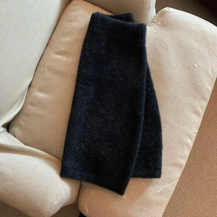 Faldas Mujer Moda Slim Sexy High Waist Wrap Hip Black Furry Skirt Women Mini Autumn Winter Bottom Wild Woolen Elegant Korean.