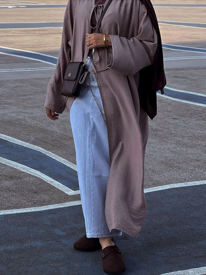 Ramadan Eid Muslim Women Modest Arab Open Abaya Long Dress Jalabiya Lace Up Cardigan Robe Morocco Dubai Abayas Kaftan Vestidos.