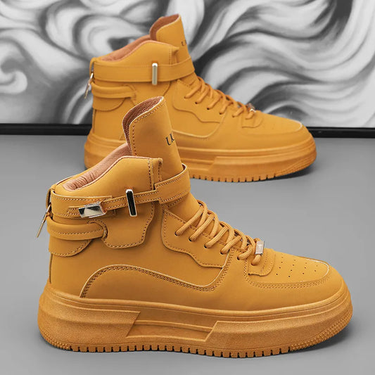 Hot Fashion Brown Sneakers Men 2024 Designer Men High Top Shoes Comfortable Platform Shoes Men Casual Mens Skateboard Sneakers.