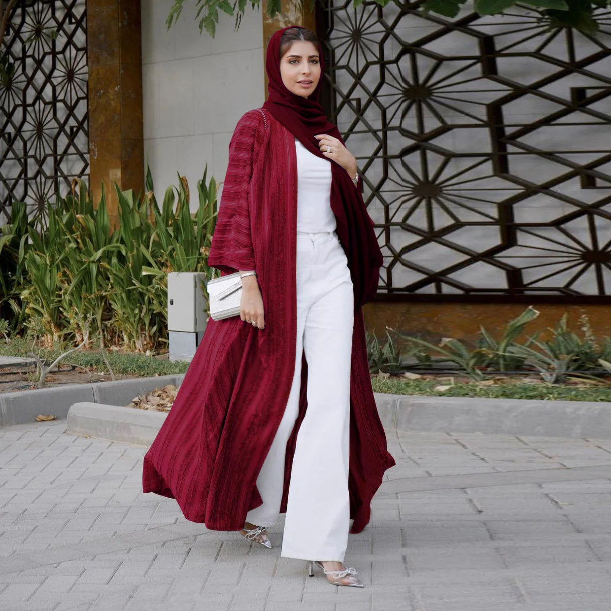 Uni Fashion Muslim Kimono Abaya Solid Striped Retro Ethnic Cardigan Robe Dubai Middle Eastern Saudi Arabia Eid Clothes 2025.