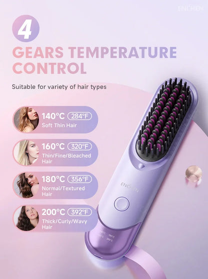ENCHEN 2in1 Hair Straightener Brush Professional Electric Hair Stuff 200 Million Negative Ions Electric Brushes Hair Tools H100.